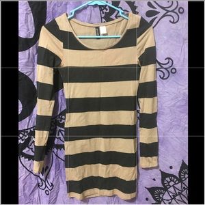 Striped body con long sleeve mini dress